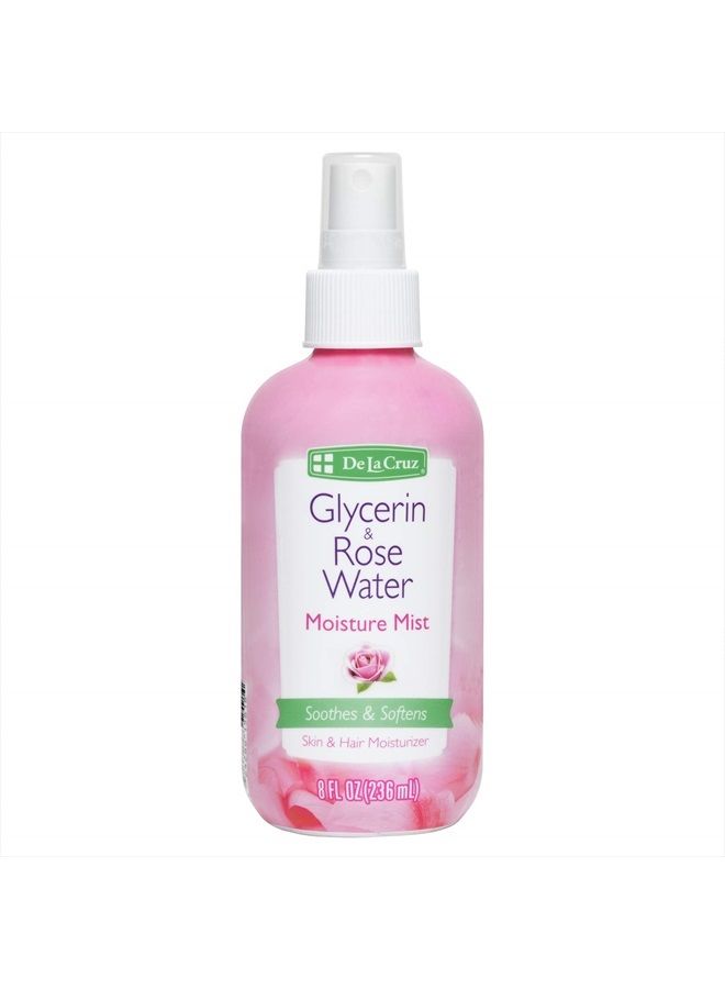 Rose Water and Glycerin Spray for Face - Rosewater Facial Toner and Moisturizer Mist for Skin and Hair 8 fl oz (236 mL)