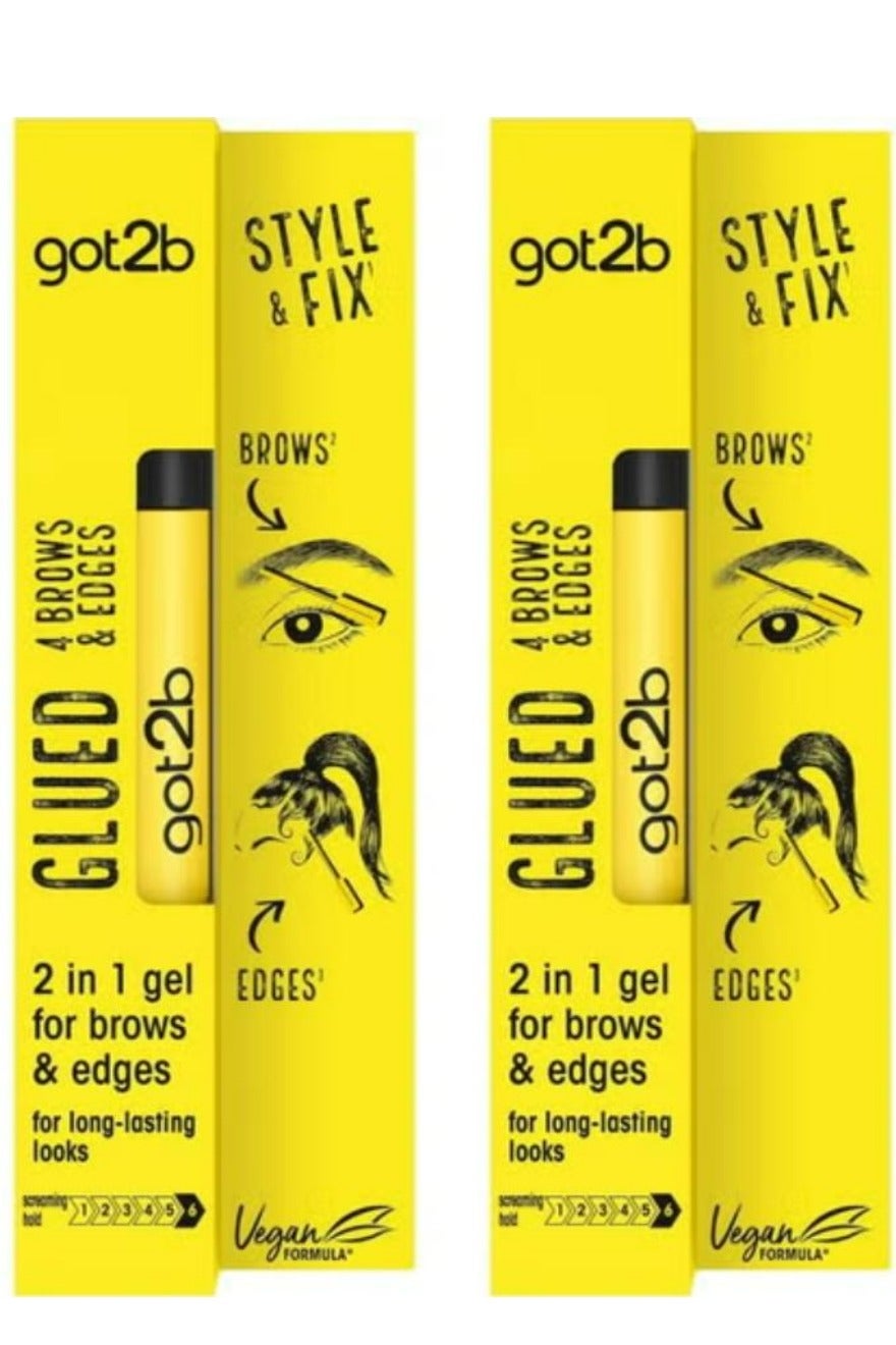 Glued For Brows And Edges 2 in 1 Wand Eyebrow Gel 16 ML 2 Pcs