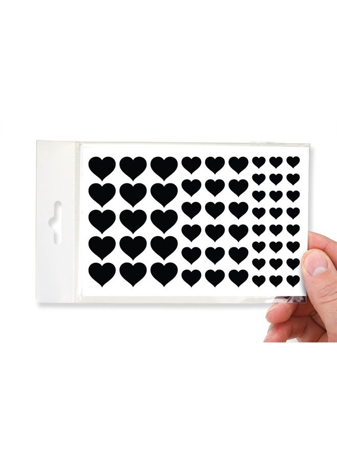 Blocked Webcam/Camera Vinyl Covers | 57 Low-Tack Restickable Webcam Sticker | 3-Sizes | Black 57-Pack Hearts (Muted Matte)