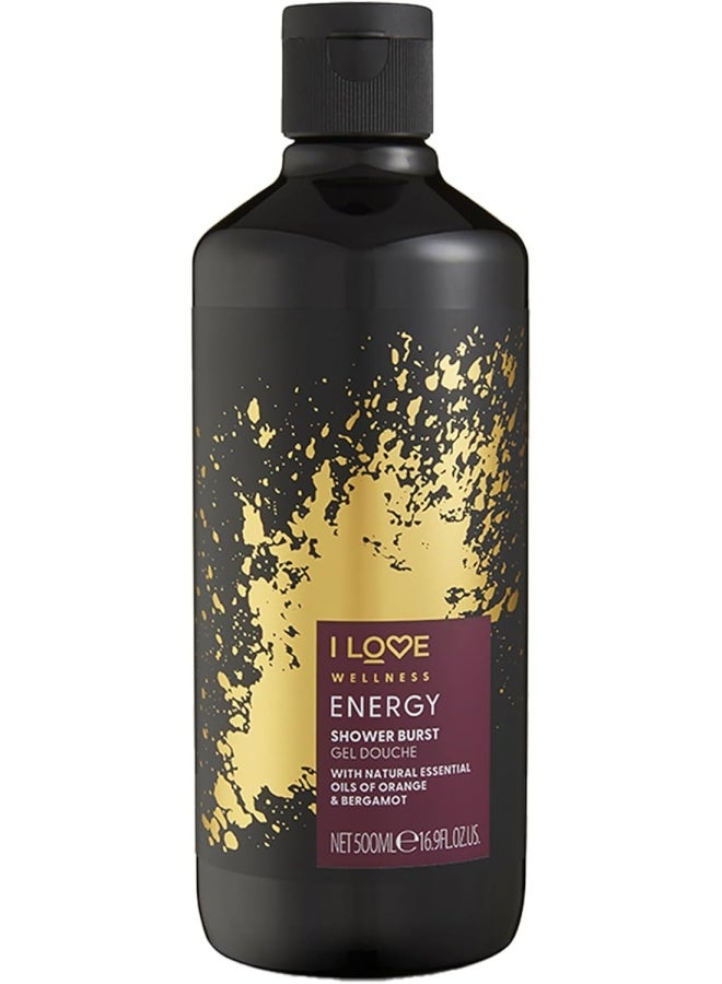 I LOVE Wellness Shower Burst Energy – Invigorating Citrus Body Wash | Vegan, Sulfate-Free | 500ml