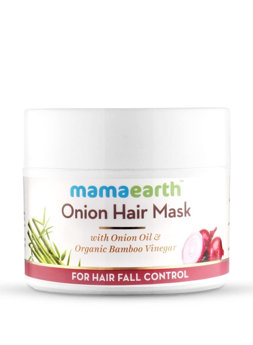 Mamaearth Onion Hair Mask For Men And Women 200 Millilitre - With Onion Oil & Organic Bamboo Vinegar - Damaged Hair & Hair Fall Control, Bamboo
