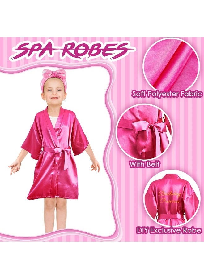 18 Pcs Spa Party Supplies for Girls 6 Satin Kimono Robe 6 Spa Headband 6 Disposable Foam Pedicure Slippers for Flower Girl Kid Salon Pedicure Wedding Birthday Favors Washing Shower (Rose, Size 10)
