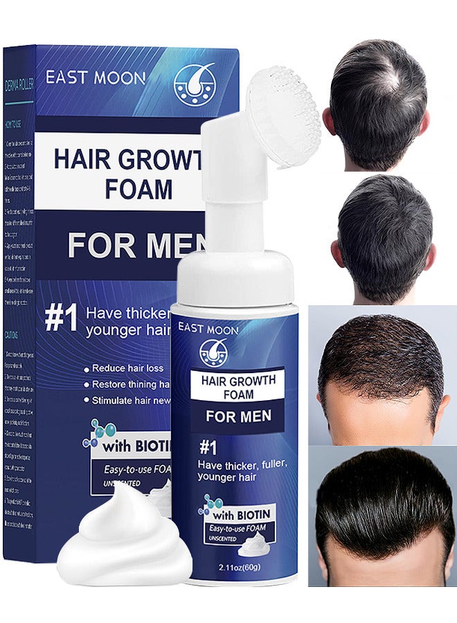 Men's Hair Regrowth Treatment Foam, For Thinning Hair, Hair Follicle, Hair Revitalizes With Topical Aerosol Revitalizes, Nurturing Scalp And Effective Hair Thickening For Men, 60G
