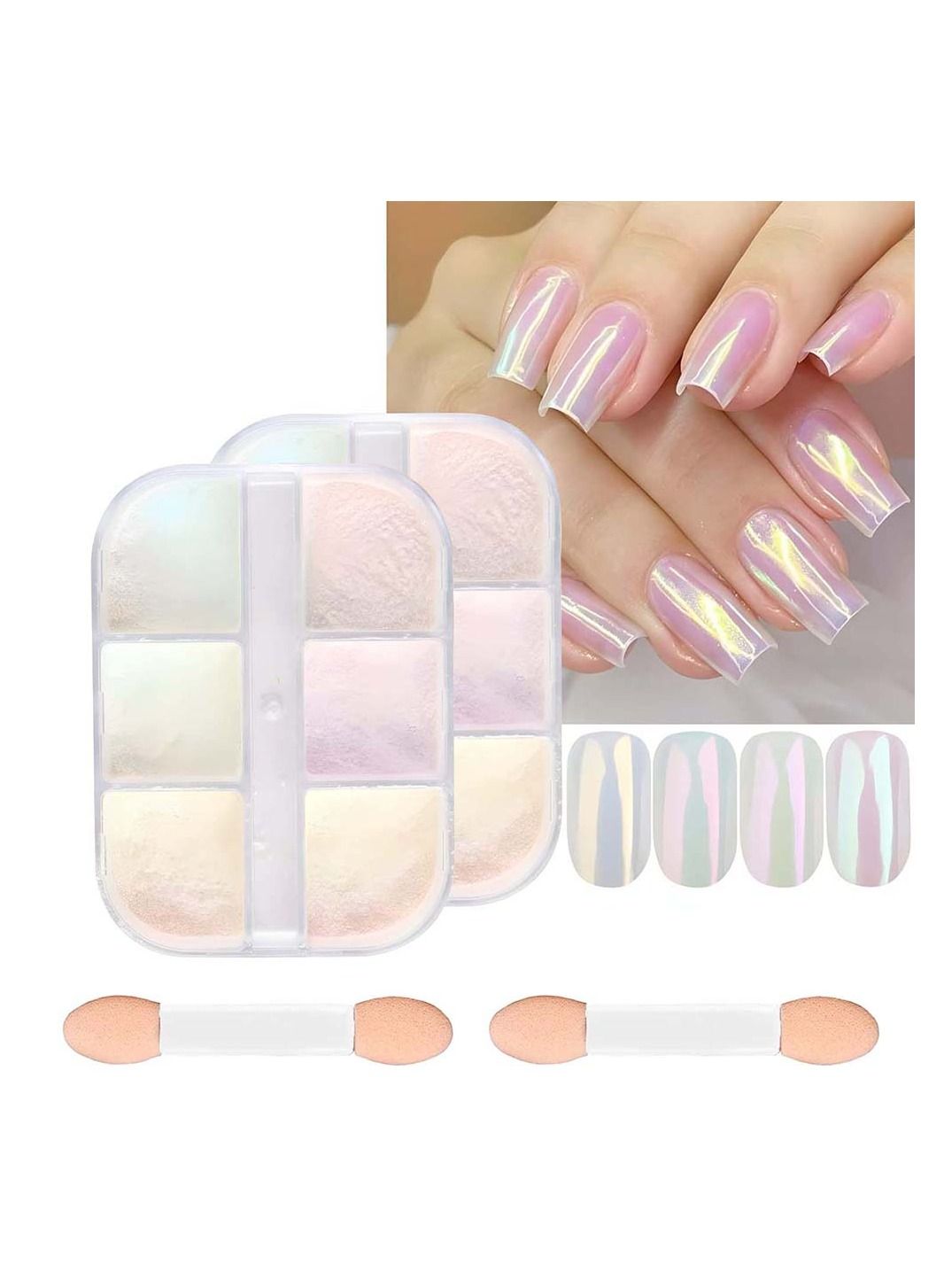 Chrome Nail Powder Metallic Mirror Effect Pigment Chrome Iridescent Pearl Mica Powder Mirror Laser Aurora Nail Powder Aurora Powder  for Nail Art