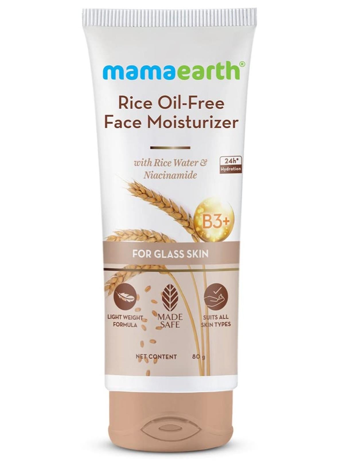 Mamaearth Rice Oil Free Face Moisturizer for Oily Skin With Rice Water and Niacinamide for Glass Skin  80 g