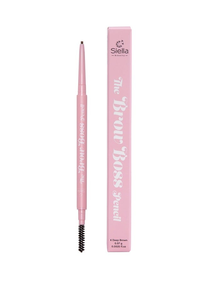 The Brow Boss Waterproof Eyebrow Pencil For Drawing Fine Lines To Give Natural Look Which Lasts For Upto 16 hours Pencil Deep Brown