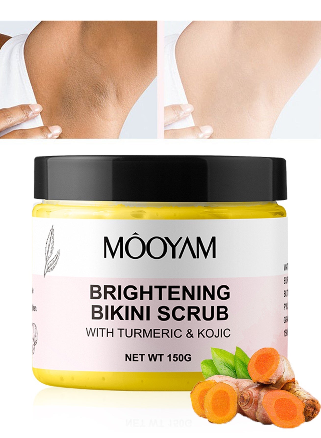 Brightening Bikini Scrub With Turmeric & Kojic for Ingrown Hair Treatment Exfoliating Bump Eraser for Inner Thighs Bikini Line Armpits Dark Spot Corrector