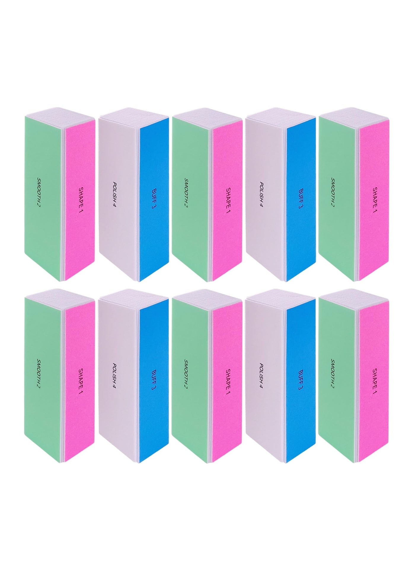 4 Way Nail Buffer Block, Nail Shine Buffers Blocks Files, for Natural and Acrylic Nails Smoother Buffing Block, Polisher Fingernail File Buffer 120/240/600/3000 Grit for Buffing Shinning(10 Pcs)