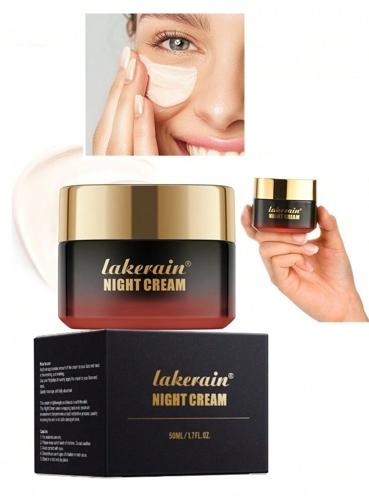 50ml Night Cream 24H Moisturizing Firm Smooth Skin Boosts Radiance Improve Skin Elasticity and Reduce Fine Lines with Shea Butter Jojoba Seed Oil Vitamin E and Natural Root Extracts Moisturizing Face Cream Neck Cream