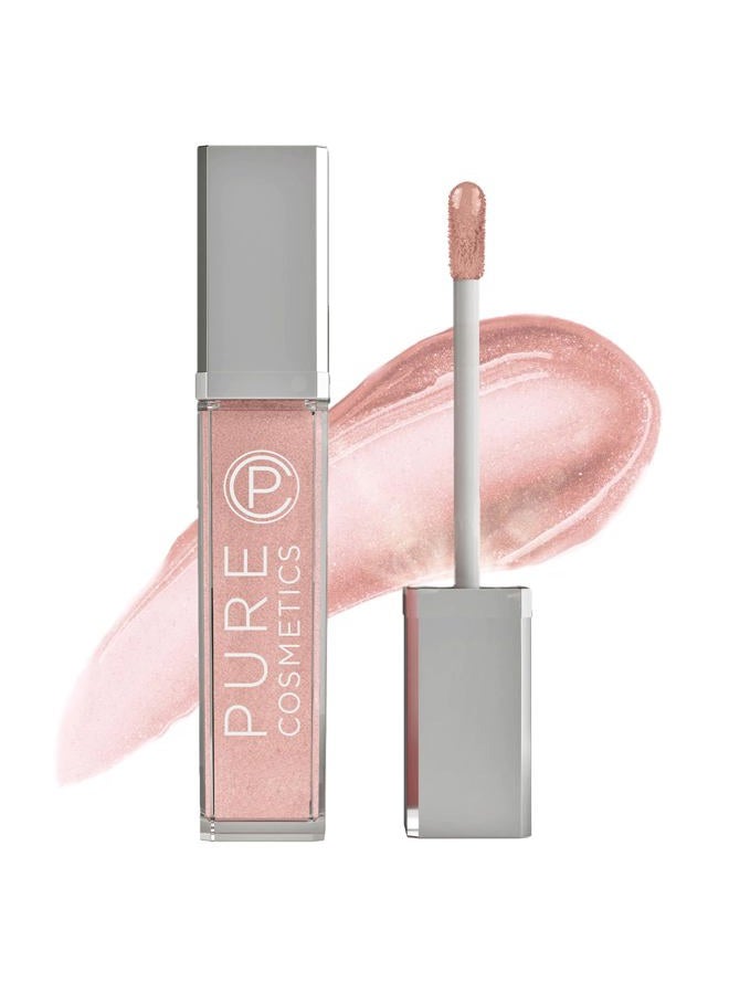 Pure Illumination Lip Gloss - LED-lit Applicator w/Side Mirror - Non-Sticky, Moisturizing & Hydrating Lip Glosses - Soothes & Protects Dry Chapped Lips (Nude Beach)