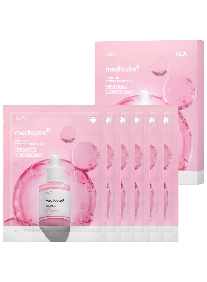 medicube PDRN Pink Peptide Ampoule Sheet Mask 6EA | Sheet Mask for Uneven Skin Tone Care, Glow & Hydration - Korean Skincare, 23ml x 6ea