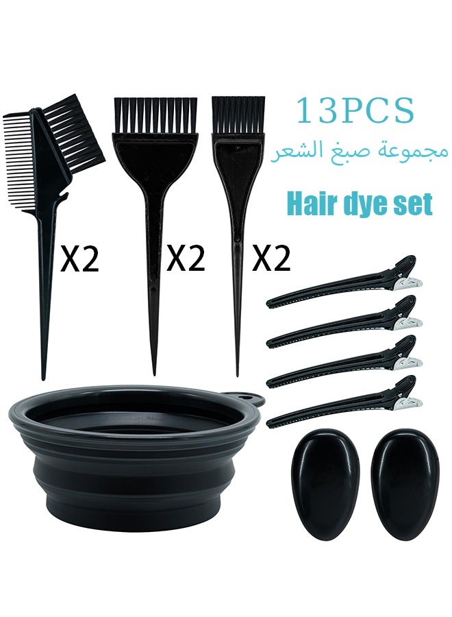 13 PCS Hair Bleach Kit - Hair Coloring Products With Dye Brush, Color Bowl, Earmuffs, Clip for Salon Bleaching & Highlighting