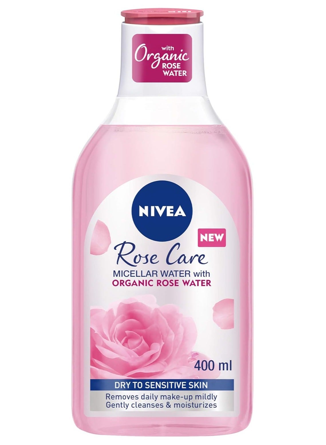 Face Micellar with Organic Rose Water Makeup Remover, Rose Care Dry and Sensitive Skin, 400ml
