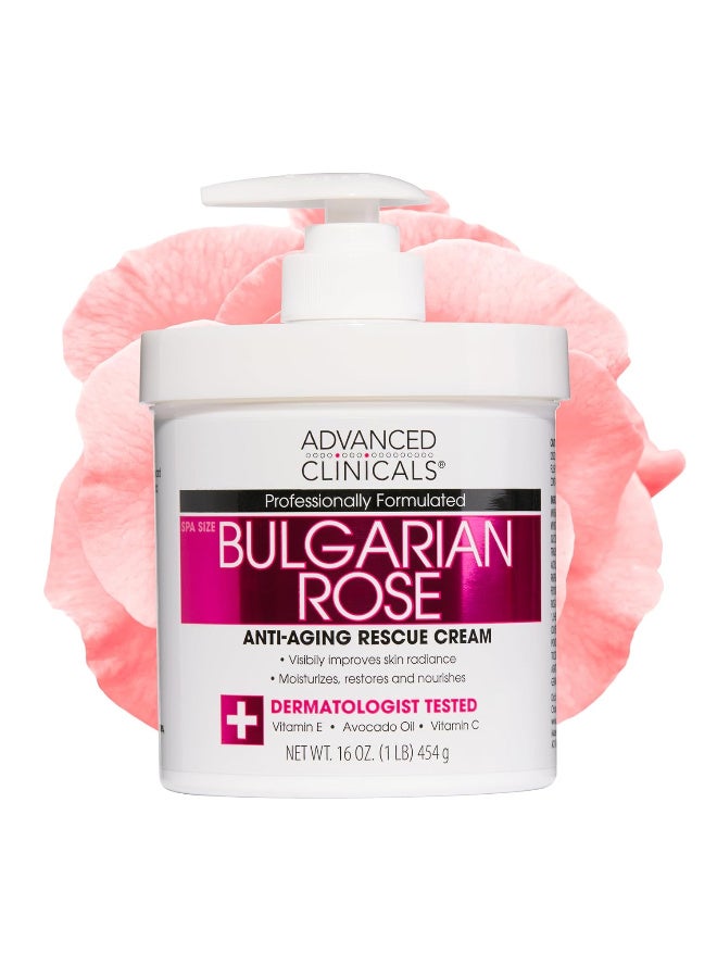 Bulgarian Rose Lotion For Women | Rose Scented Vitamin C Body Lotion Cream | Visible Anti Aging Vitamin E Moisturizer Body Butter Improves Look Of Sagging Dry Skin & Texture, 16 Oz