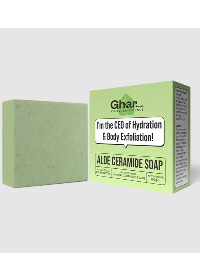 Ghar Soap Natural Aloe Vera Soap,Natural Handmade Soap,Herbal Bathing Soap For Healthy Skin,Natural Soap With Essential Oils|Made with Grape Seed Oil,Aloe Vera,Oats&Shea Butter Pack of 1
