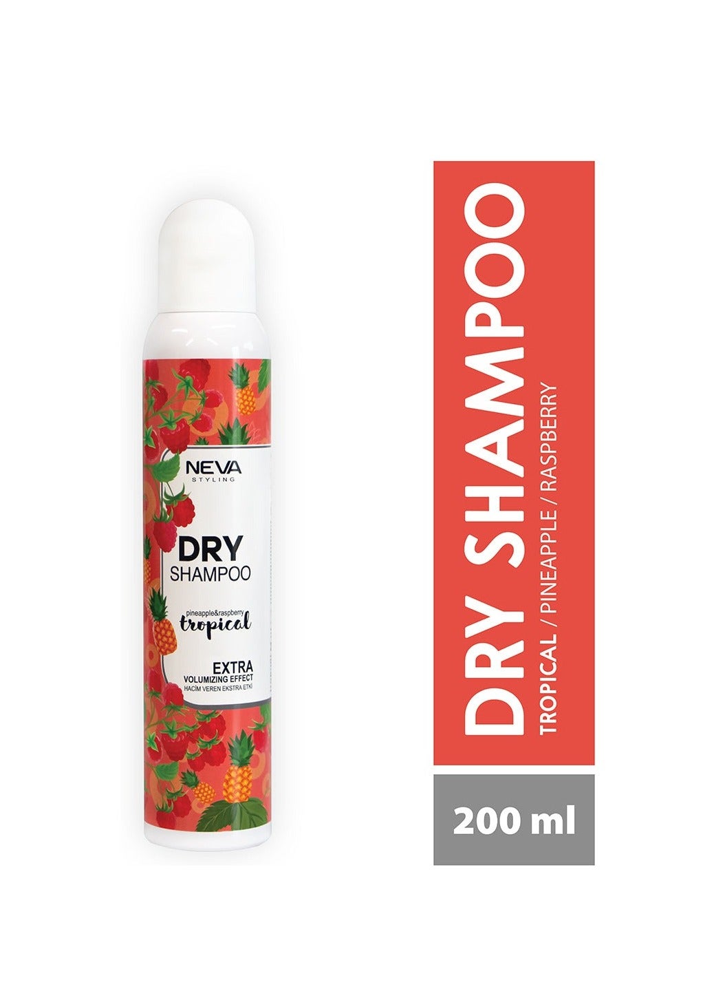 Neva Organic Vegan Dry Shampoo – Invisible Touch Volumizing & Oil-Absorbing – Tropical Pineapple & Raspberry, 200ml