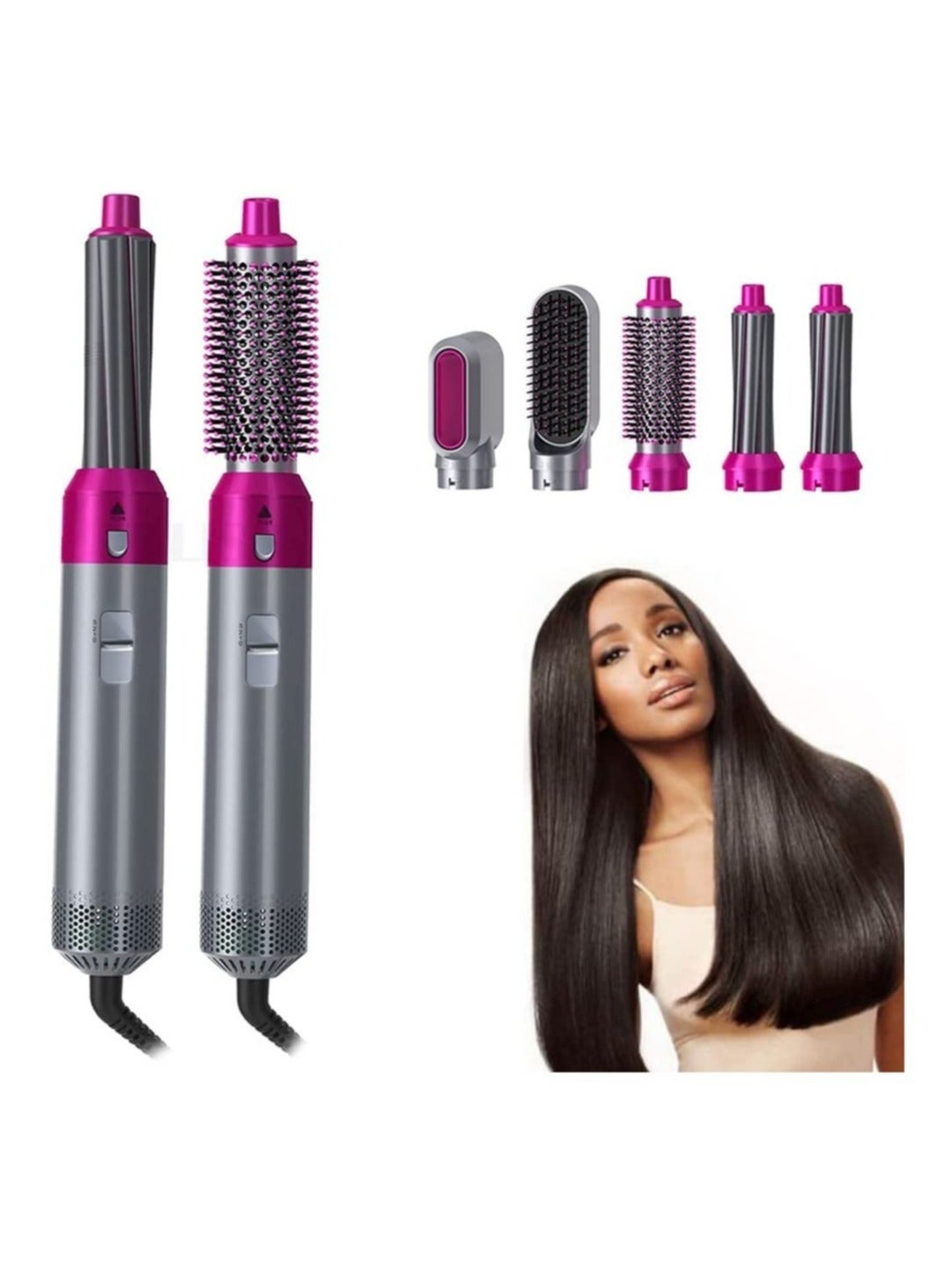 high quality Curling Iron 5 in 1 Hot Air Styler Curler Brush, Negative Lonic Hair Straightener Hot Air Styler Hair Brush, Curl & Straight 3-in Ion Styler, Hair Dryer Comb Ideal Curly Hair