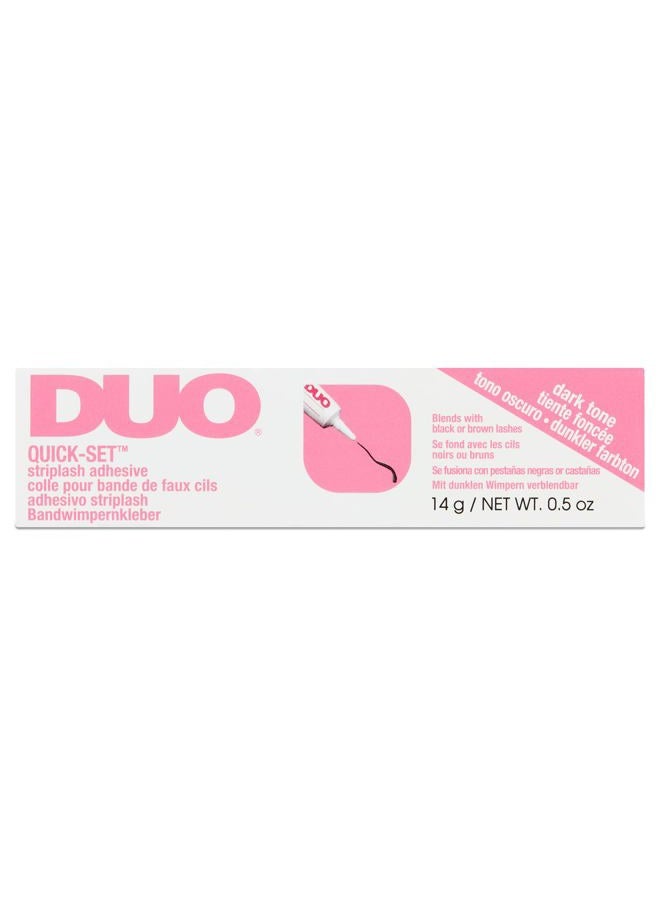 Quick-Set Strong Hold Eyelash Lash Glue - Dark Tone, Waterproof, Fast Drying Strip Lash Adhesive for Black & Brown Lashes, 0.5 oz