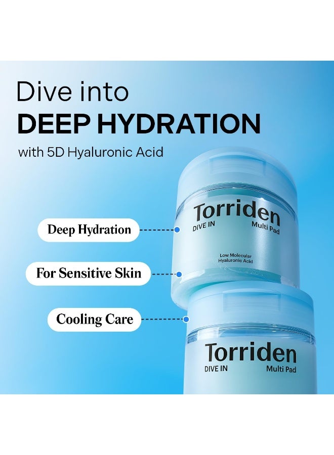 Dive-In Low Molecular Hyaluronic Acid Multi Pad 160Ml — Hydrating & Cooling Toner Pads For Sensitive Skin, Vegan, Fragrance-Free, 80 Sheets - image 2