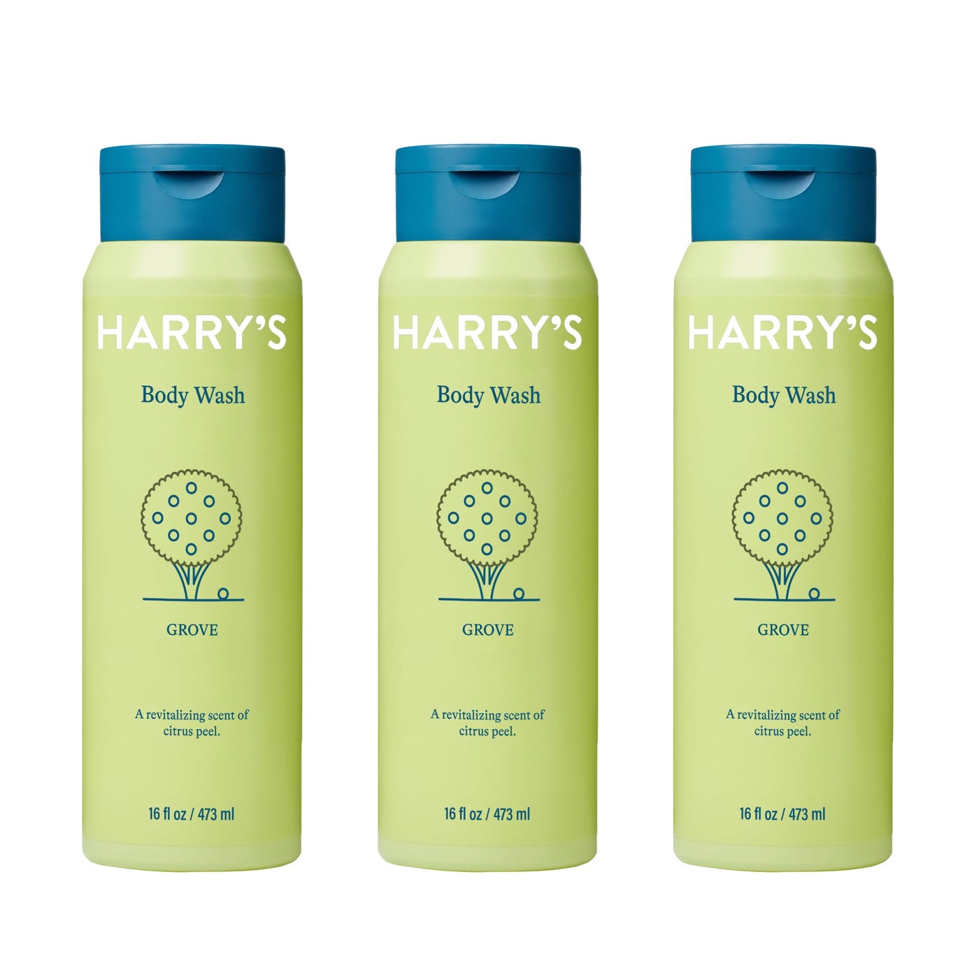 Harry's Body Wash Shower Gel for Men - Grove Scent - (3 Pack) 16 fl oz - Sensitive Skin Body Wash - No Parabens, Sulfates, or Dyes
