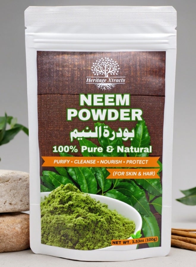 Pure Neem Powder 100gm | Anti-Dandruff, Acne & Skin Detox | Hair, Face & Body Care | Natural Cleansing & Healing