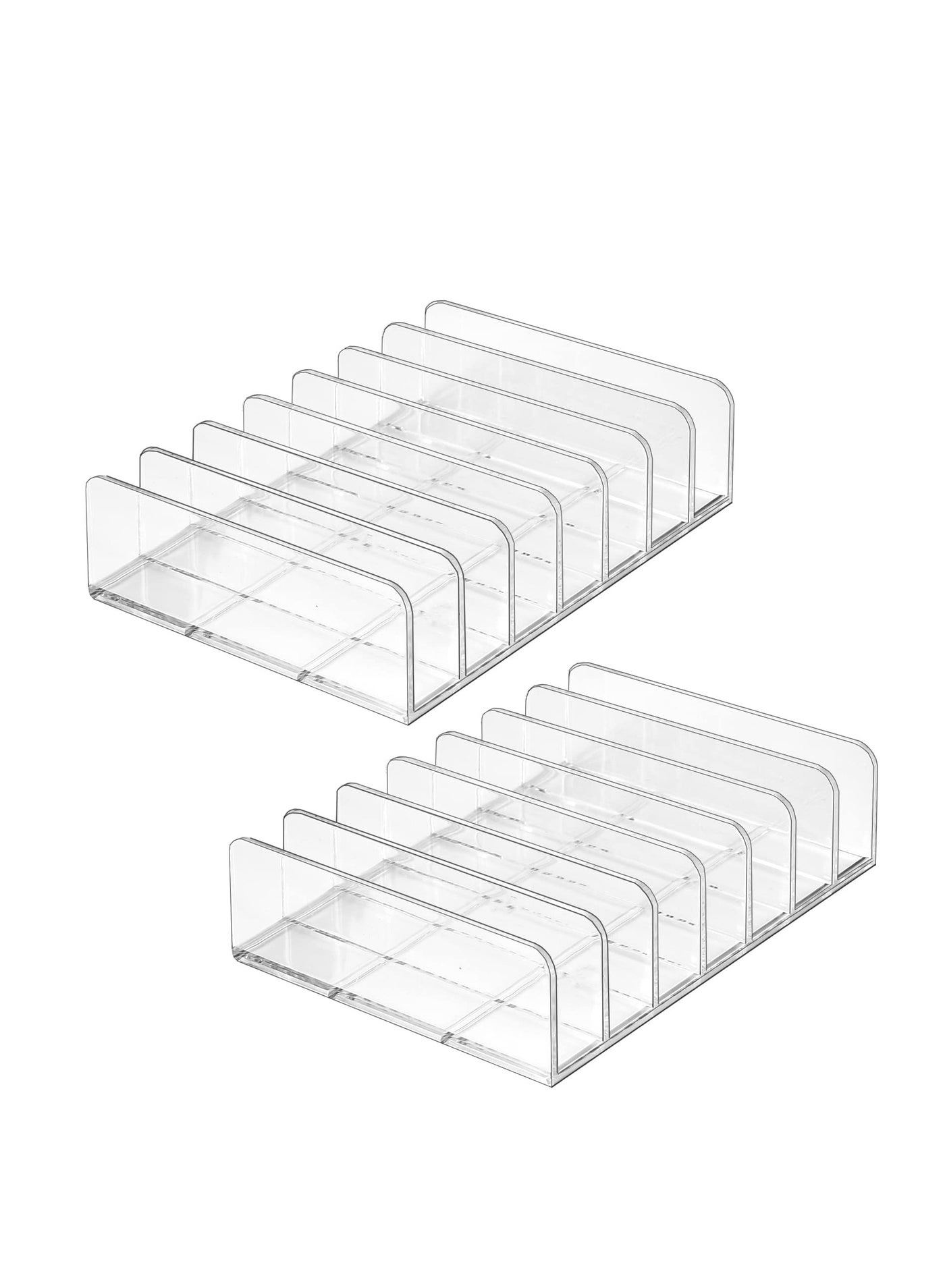 2 Pack BPA-Free Plastic Eyeshadow Palette Makeup Organizer, 7 Section Divided Acrylic Make Up Pallet Storage Holder Cosmetic Eye Shadow Display Stand Rack -Clear
