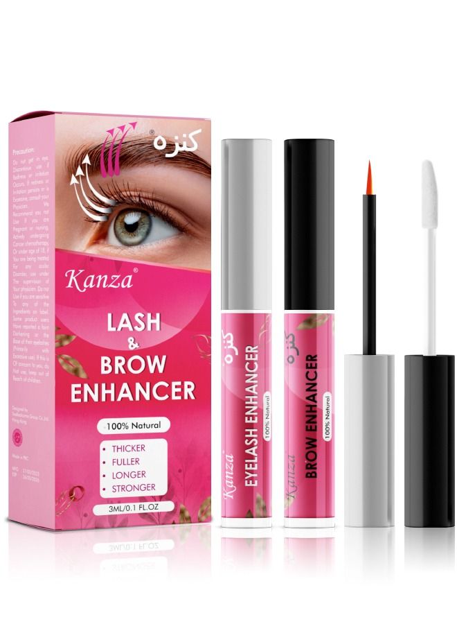 2 in 1 Eyelash & Eyebrow Enhancer Set Most Powerful Lash Serum & Brow Growth Serum Enhancing Serum to Help Lengthen Thicken and Darken Non-irritating and Safe for All Skin Types