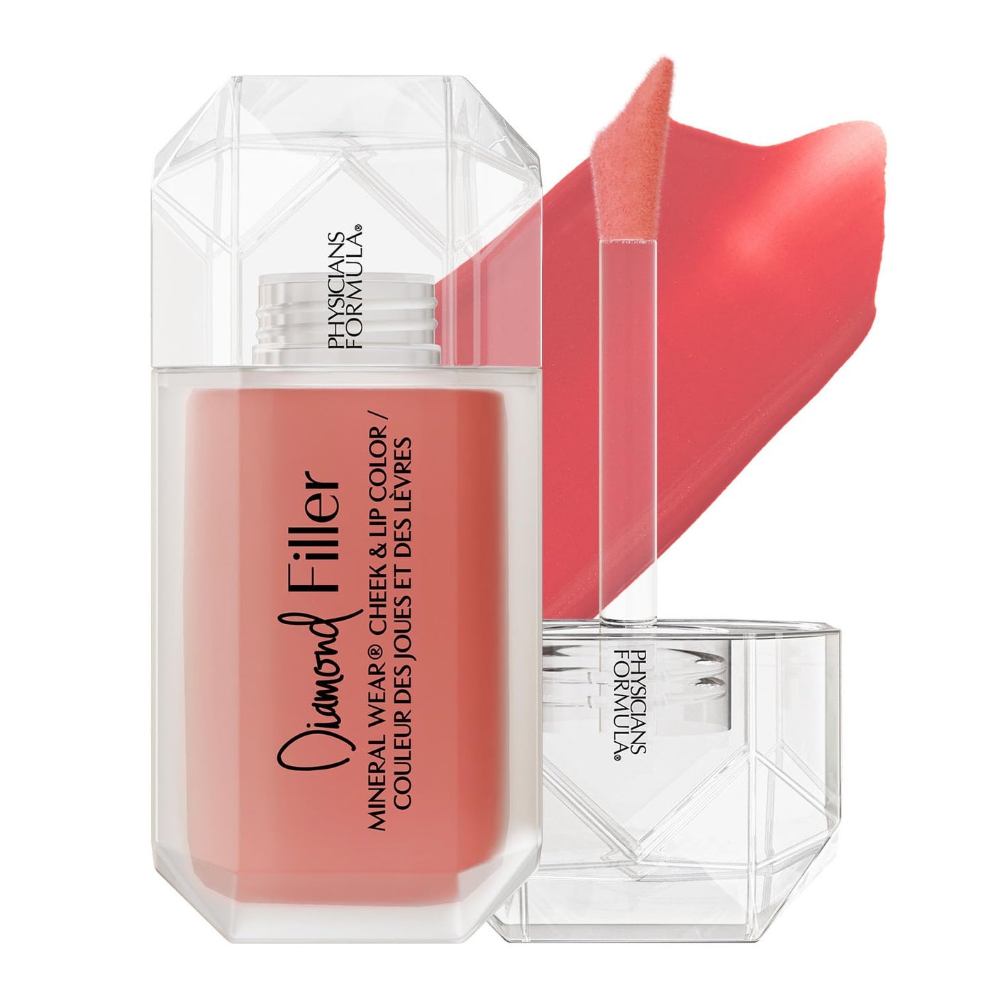 Physicians Formula Mineral WearÂ®Diamond Filler Cheek & Lip Color, Serum-to-Cream Multi-Use Liquid Blush Formula, Plumps & Smooths for Fuller Looking Cheeks & Lips, Monochromatic Look - Brilliant Peach