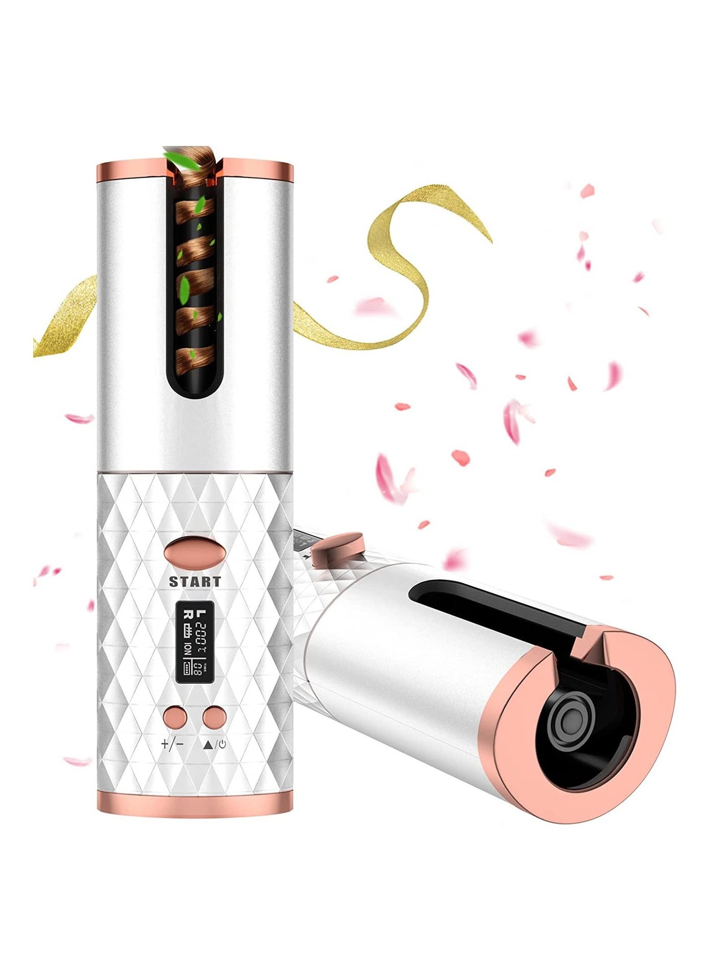Automatic Curling Iron Cordless Hair Curling Wand Intelligent Anti-Tangle Hair Curler with Anti-Static Infrared Ionic Fast Heating & Salon High Heat 390 ℉ with 6 Temp Rechargeable & Portable