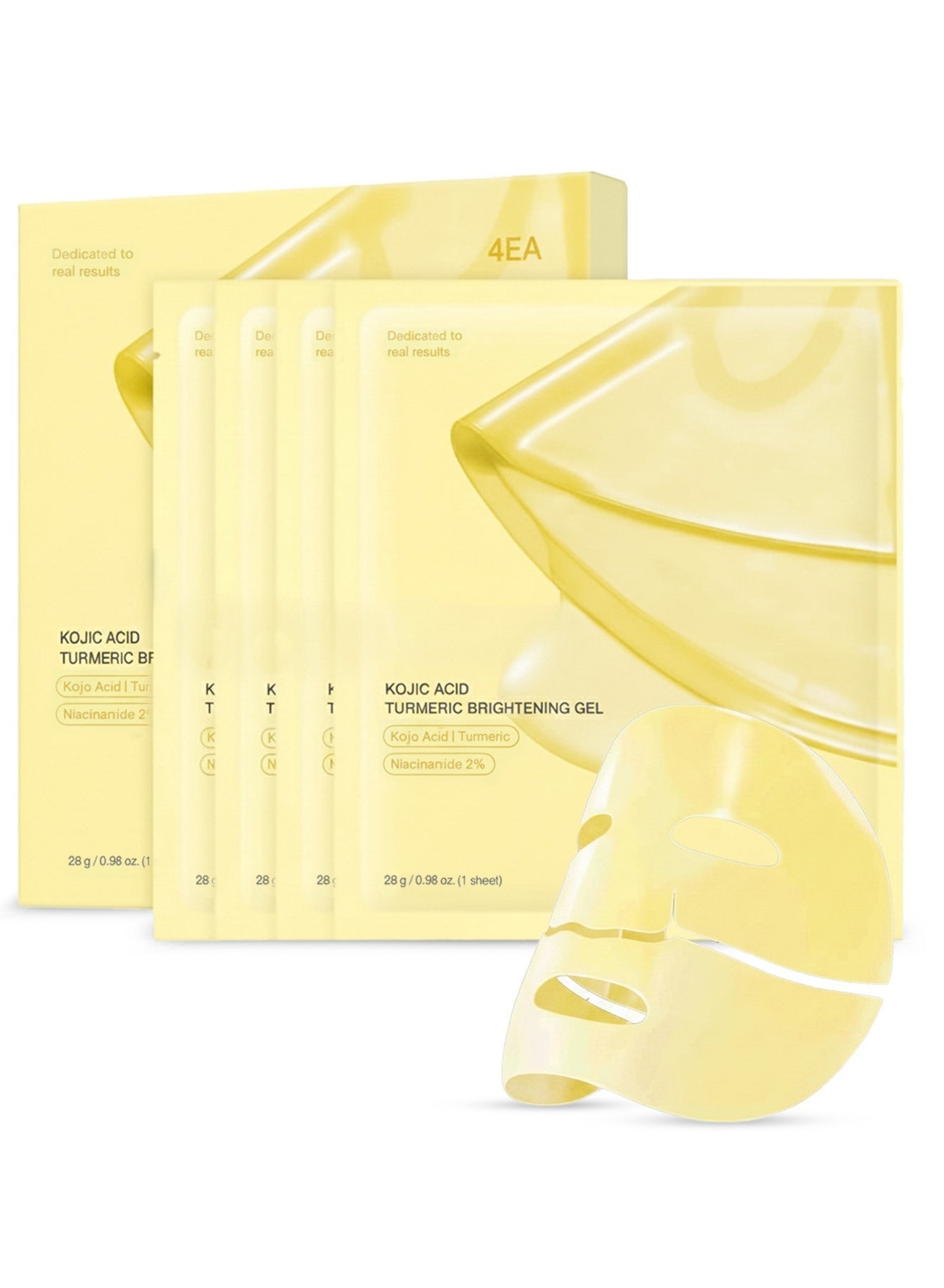 Kojic Acid Turmeric Brightening Gold Jelly Gel Mask | Overnight Face Mask for Glass Glow Skin- Elasticity, Hydrating, Firming and Moisturizing | Korean Skincare, 28g x 4ea