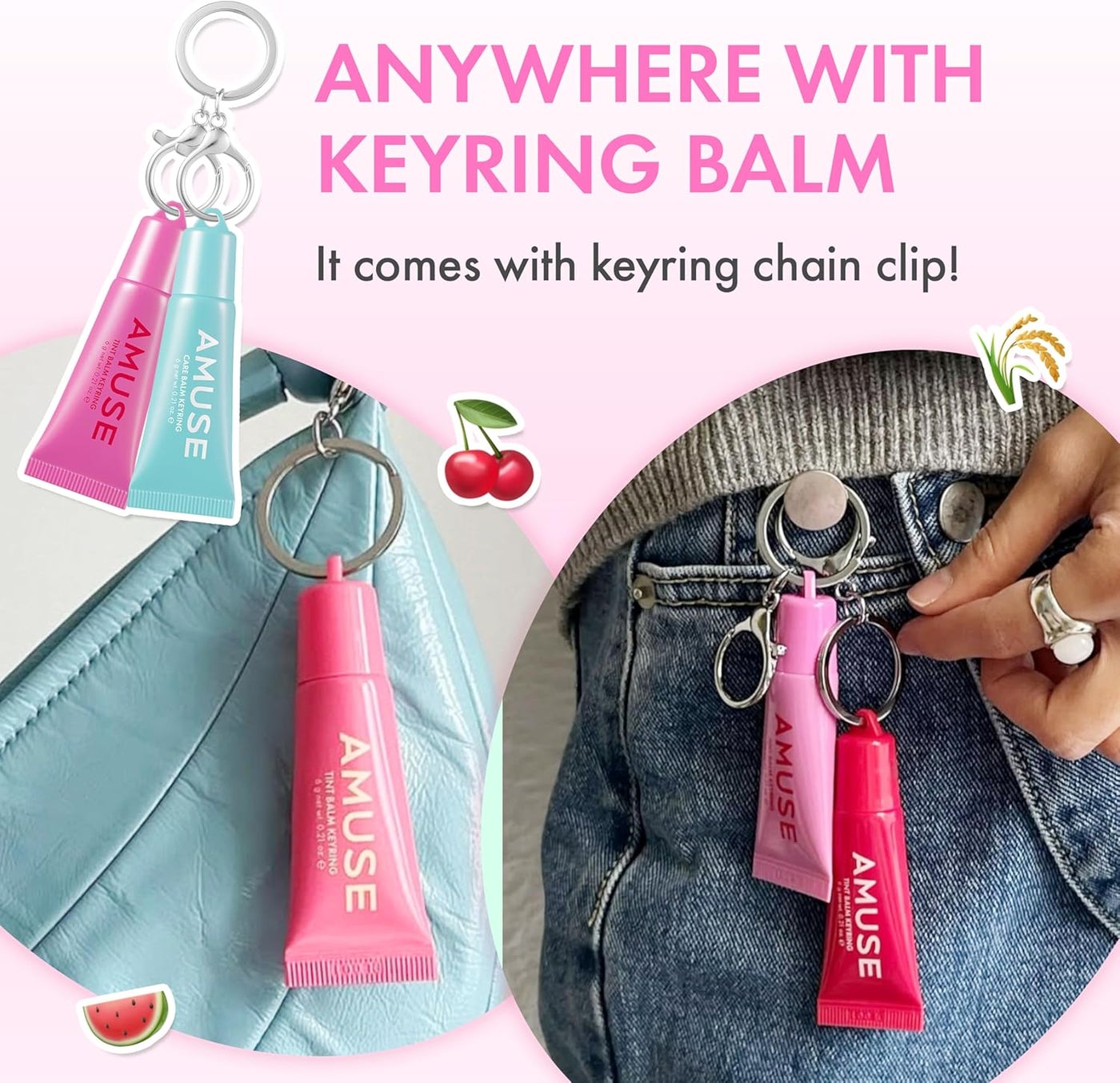 AMUSE Care Tint Lip Balm Keyring - 05 ROSE ME - image 8