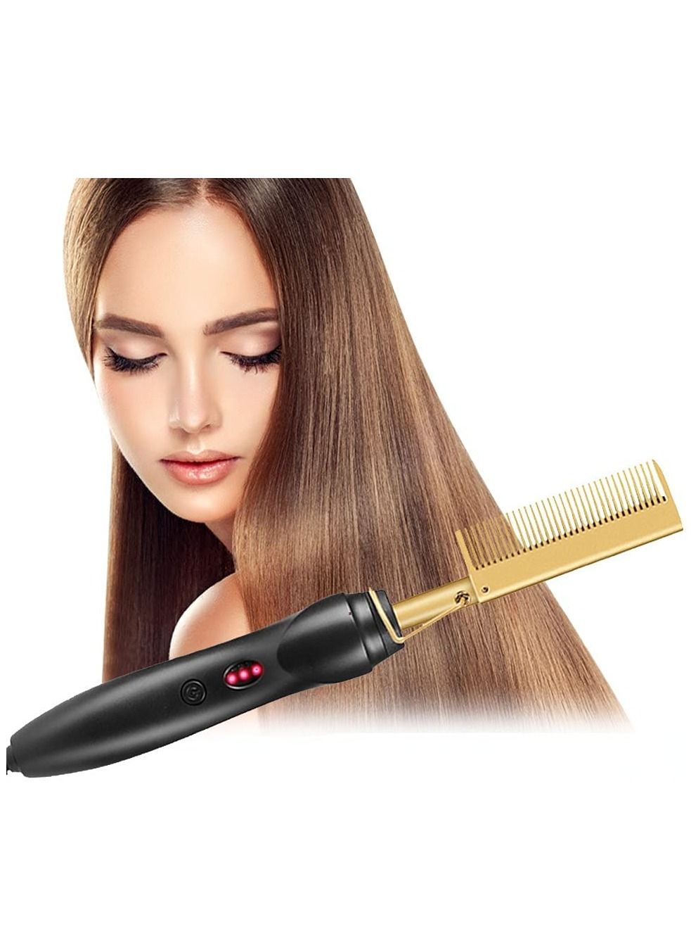 Flat Iron Hair Straightener Brush Hot Comb Styler Corrugation Hair Curler