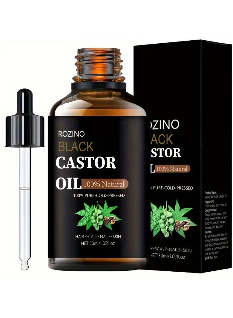 ROZINO Black Castor Oil Serum Deep Moisturizing  Nourishing Face Hair Skin Care Professional Grade Castor Oil Essence