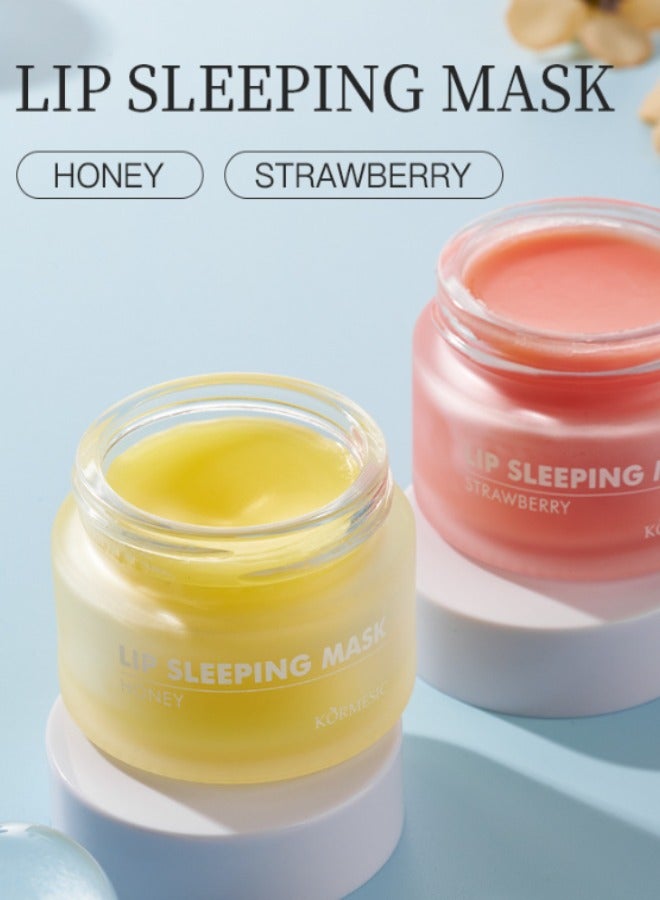 Lip Sleeping Mask Strawberry Lip Mask - Overnight Lip Treatment Mask with Peptides to Repair and Restore Dry, Chapped and Cracked Lips - Plumps, Hydrates, Nourishes