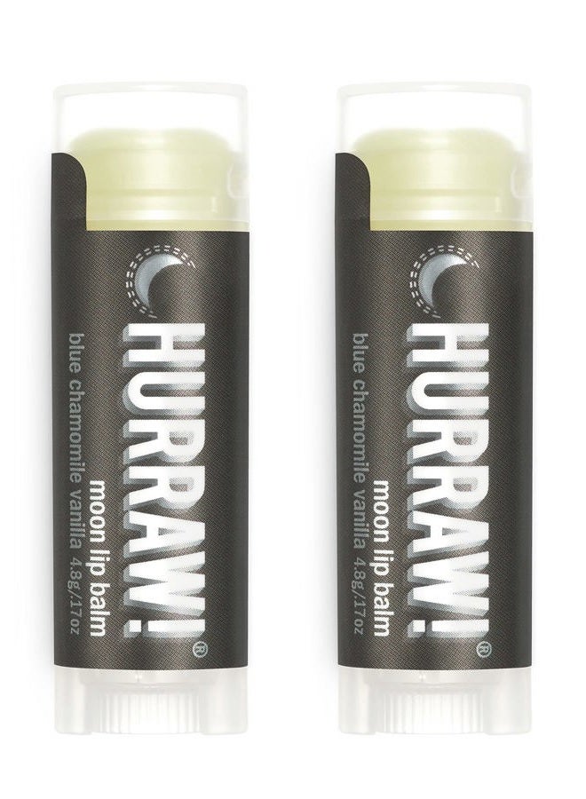 Hurraw! Moon Night Treatment (Blue Chamomile, Vanilla) Lip Balm, 2 Pack: Organic, Certified Vegan, Cruelty and Gluten Free. Non-GMO, 100% Natural Ingredients. Bee, Shea, Soy and Palm Free. Made in USA