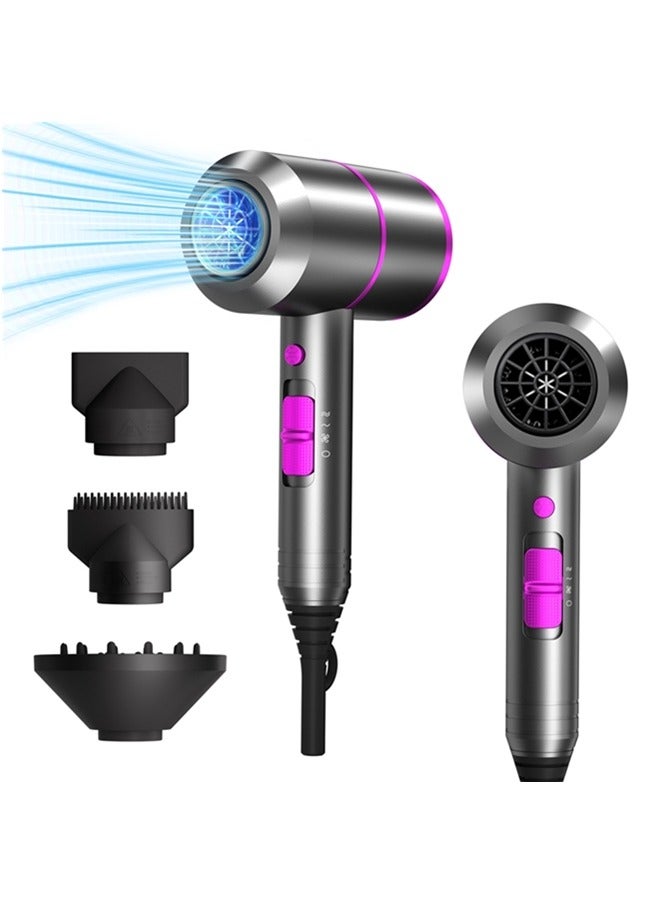 Professional Hair Dryer with Diffuser,Powerful 1800W Blow Dryer for Curly Hair,Low Noise Mini Hair Dryer for Home Salon Travel,3 Heat Settings & Cool Button