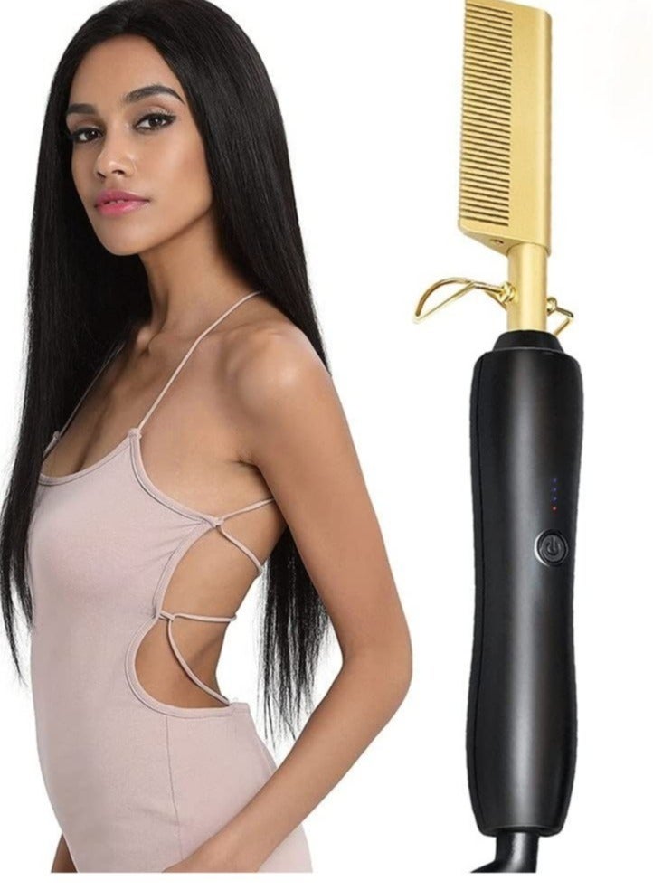2 in 1 Hot Comb Straightener Electric Hair Straightener Hair Curler Wet Dry Use Hair Flat Irons Hot Heating Comb For Hair
