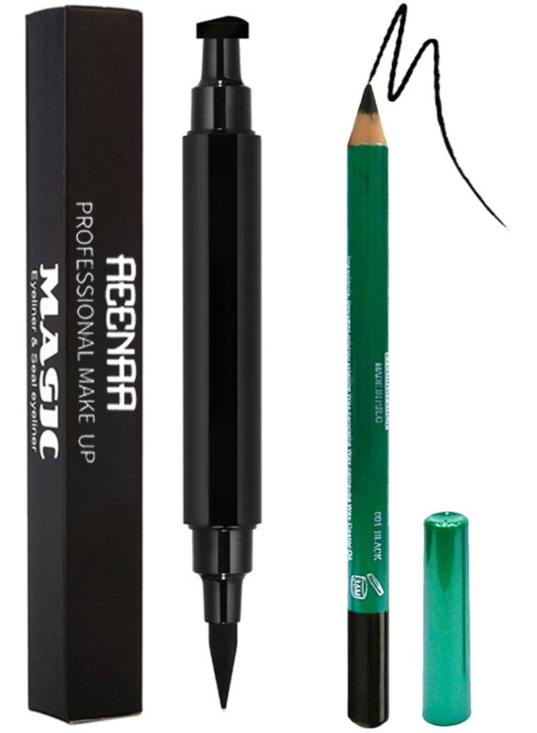 2 Piece Liquid Eyeliner Stamp And Kajal Pencil Set