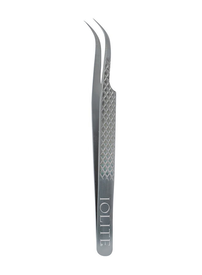 Eyelashes Grafting Tweezers Anti Static Stainless Steel Nippers Strong Curved Silver