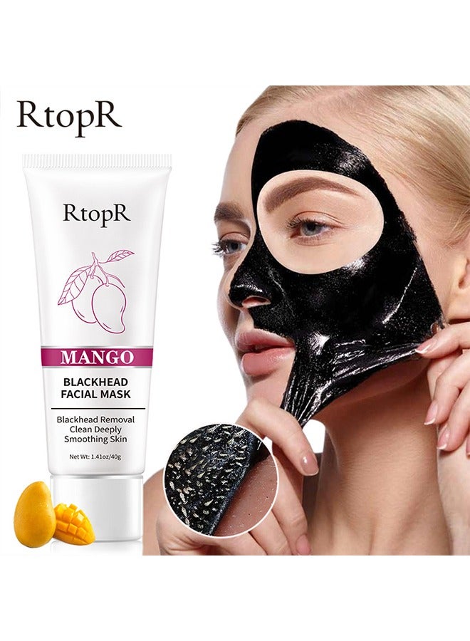 Mango Blackhead Facial Mask-Removal Clean Deeply Smoothing Skin For Faceblack Charcoal Face Mask，Blackhead Remover Nose Pore Strip For All Skin Types 40g