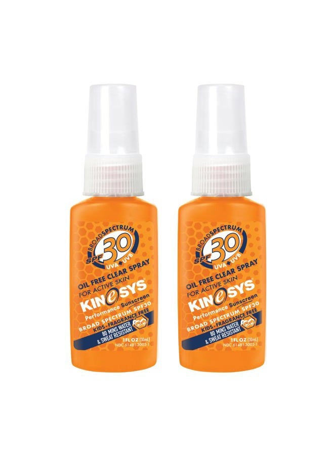 KIDS Fragrance Free Clear Spray Sunscreen, SPF 30, Hypoallergenic, Broad Spectrum UVA/UVB protection for Face & Body 6mths+; PABA and Oxybenzone FREE, 1 fl. Oz (Pack of 2)