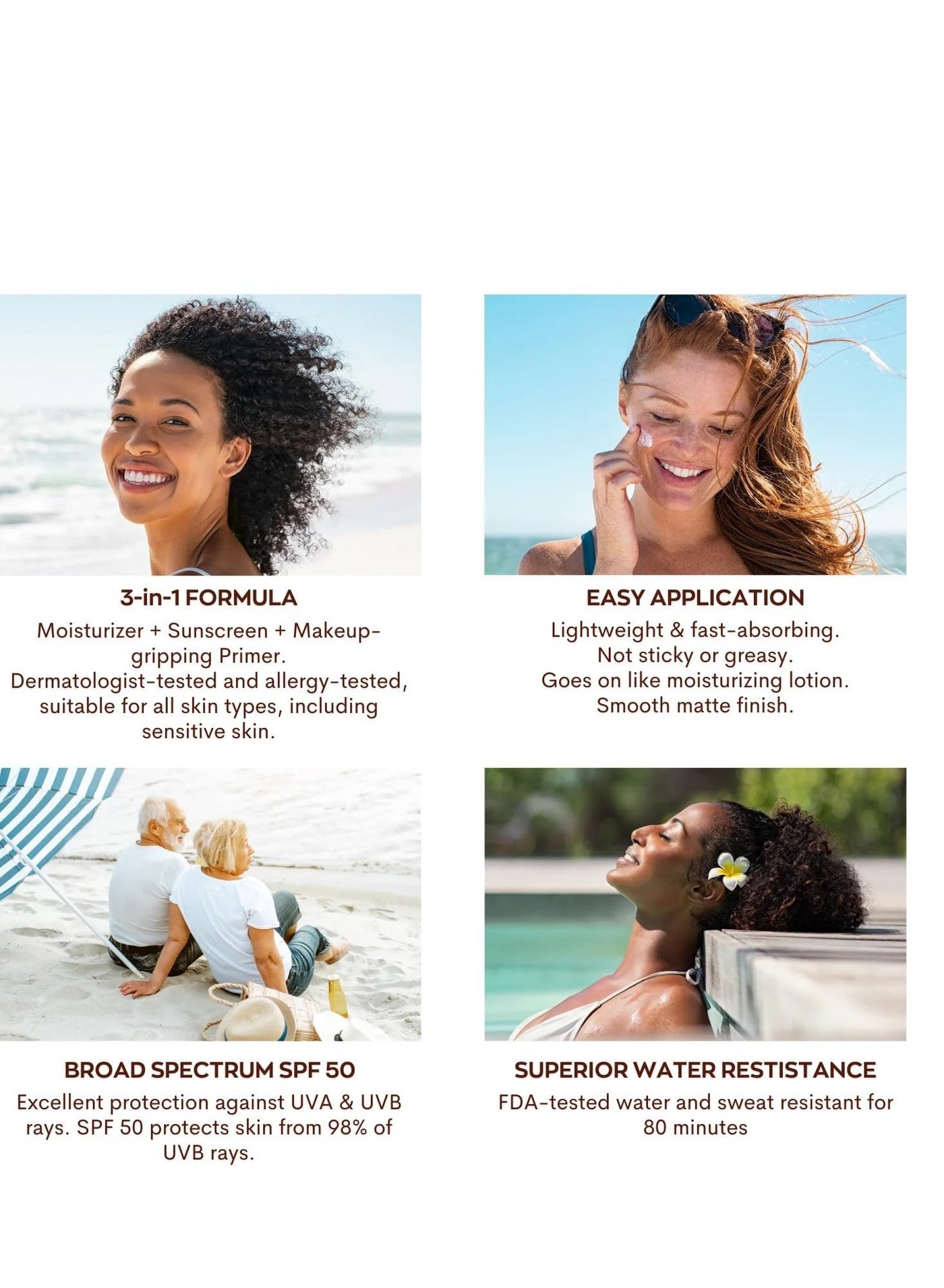 Hanalei Mineral Sunscreen Face Moisturizer SPF 50 â€“ Dermatologist Tested, Zinc Oxide, Vegan, Reef-Safe, Invisible Protection, No White Cast, 3-in-1 Hydrating Primer, Gentle for Sensitive Skin 1.7 oz