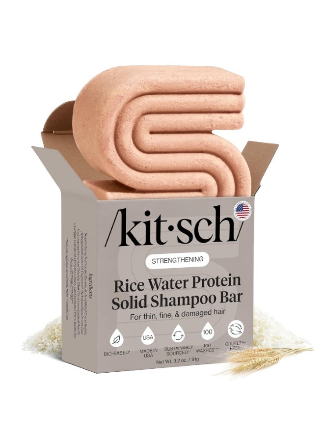 Kitsch Rice Water Shampoo Bar for Hair Growth â€“ Strengthening Hair Shampoo for Men and Women â€“ Reduce Breakage, Boosts Shine â€“ Paraben, Silicone & Sulfate-Free, Vegan Hair Care - 3.2 oz