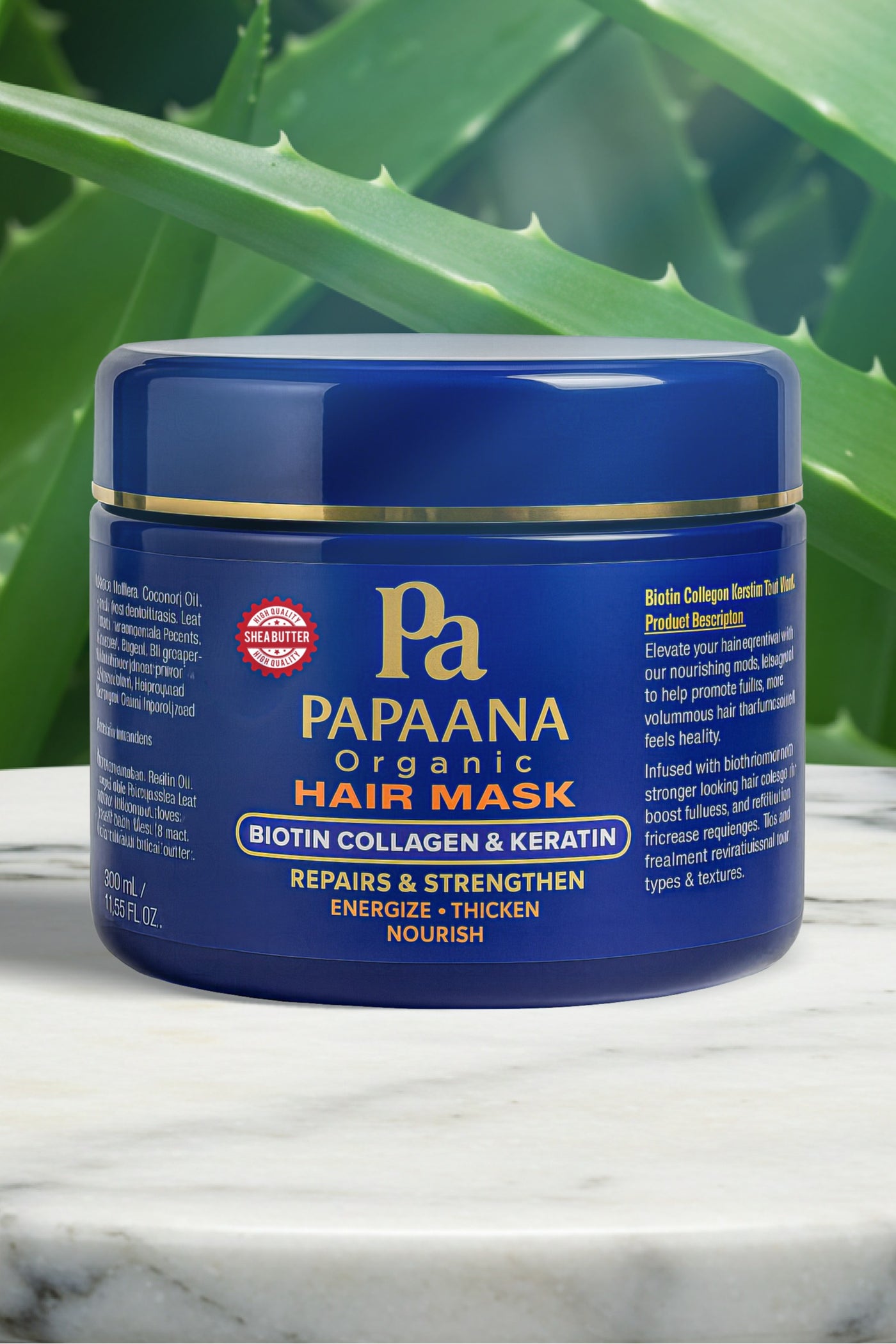 Biotin Collagen & Keratin Hair Mask with Shea Butter – 350ml, Strengthens & Restores for Healthier, Fuller Hair with Shea Butter