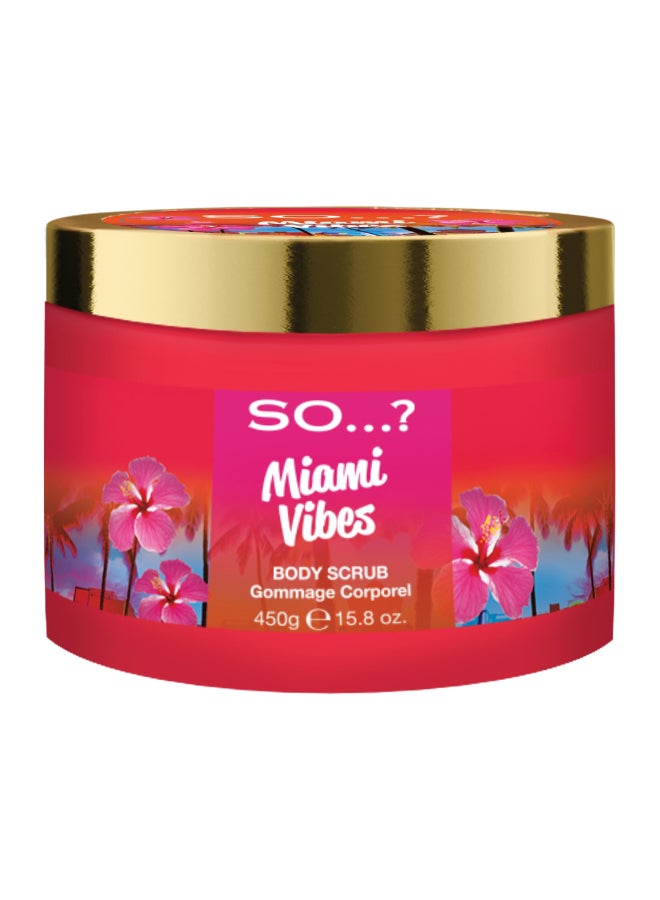 SO Escapes Women's Miami Vibes Fruity and Floral Exfoliating Body Scrub 450g With Sweet Pear, Green Melon and Apple Blossom Fragrance, Cruelty Free