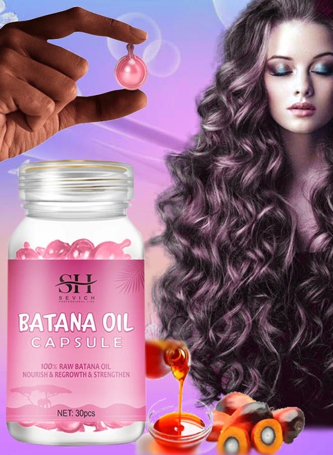 Natural Batana Hair Oil Capsules Raw Batana Oil for Hair Growth Hair Conditioner Oil for Thin Hair Repair Damaged Hair Nourishes Thin Hair Scalp Skin and Hair Growth 30Pcs