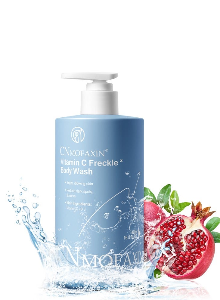 Brightening Vitamin C Body Wash – Shower Gel For Smooth & Glowing Skin, Moisturizing & Hydrating Body Cleanser with Vitamin C + B3 – Microcapsule Fragrance Technology – Organic & Skin Friendly (480ml)