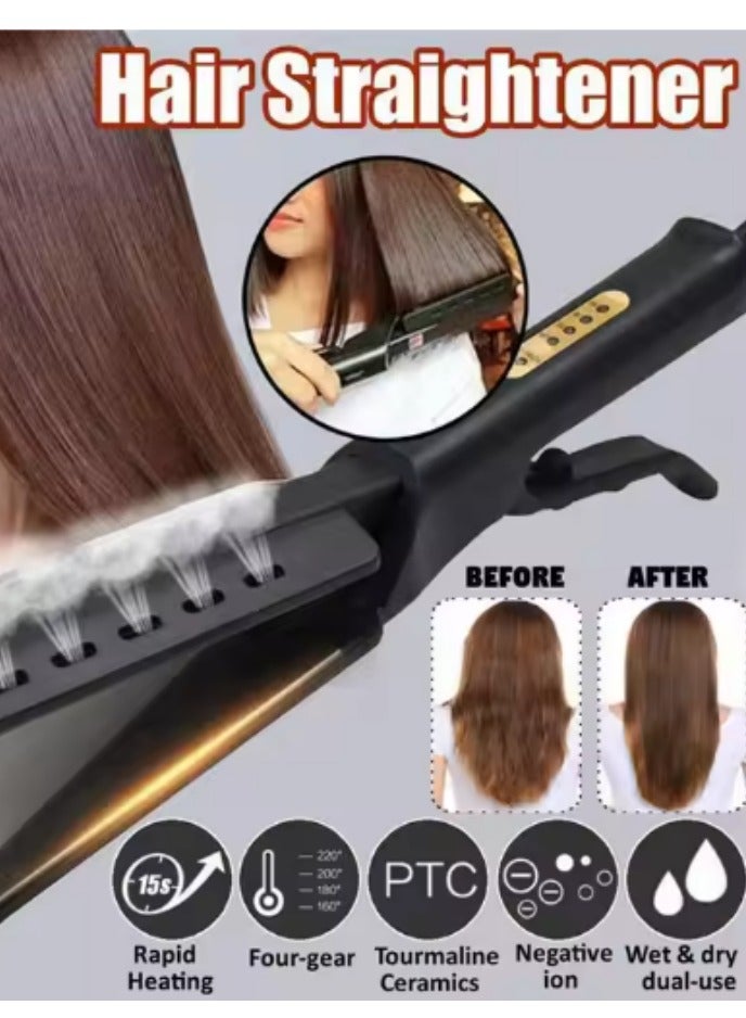 Hair Straightener, Portable Women's Home Heating Anti Scald Straight Hair Comb with Ionic Technology, Titanium Ceramic Coating, 3D Floating Plates with Vibration Feedback and 4 Adjustable Heat Settings