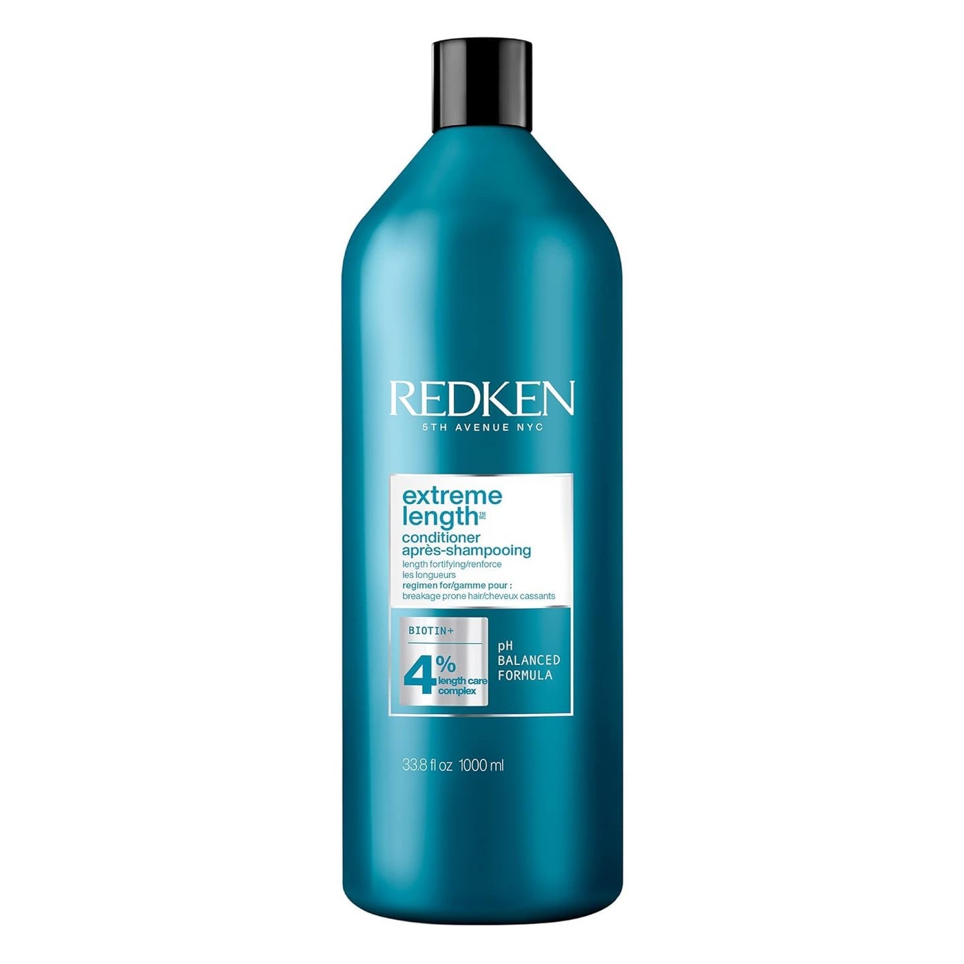 Redken Extreme Length Conditioner For Damaged Hair - Fortifies, Strengthens and Conditions Hair, Infused With Biotin & Castor Oil For Hair Growth, 33.8 Fl Oz