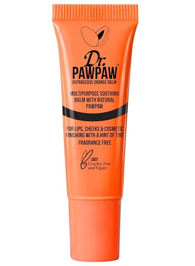 Dr.PAWPAW Outrageous Orange Balm, Multi-Purpose Natural No Fragrance, for Hydrating Lips, Skin, Hair, Cuticles, Nails & Beauty Finishing (10 ml)